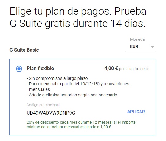 gG suite promo code 20% coupon discount offer Gsuite